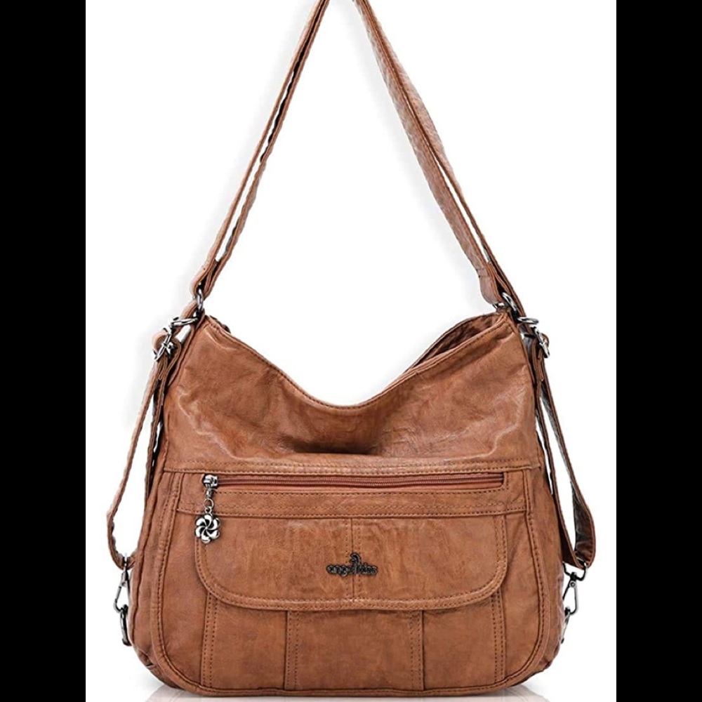 New Mocha French Leather Tote Purse Adjustable